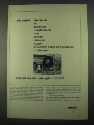 1967 Timet Ti-6Al-2Sn-4Zr-2Mo Titanium Alloy System Ad