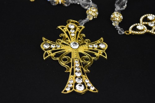Wedding Laso Boda Lazo Oro Gold Cristal Unity Ceremony Bridal Bling Cross Boxed - Picture 4 of 9