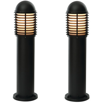 2er Pack Außen IP44 Pollerleuchte matt schwarz 650mm LED Lampenpfosten Garten Einfahrt