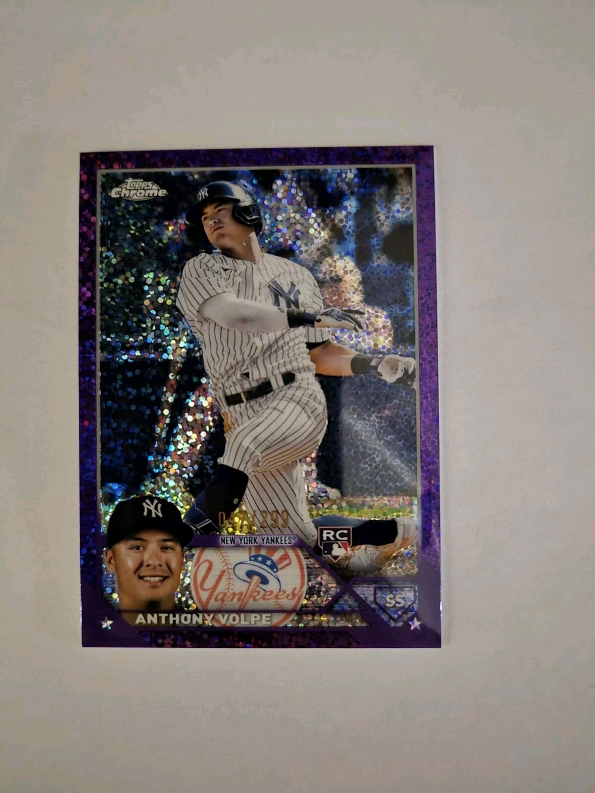 2023 Topps Chrome #4 ANTHONY VOLPE Purple Speckle Refractor #047/299 Rookie RC