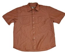 VTG Quicksilver Button Up Shirt Men's Size L Edition Short Sleeve Orange Surf