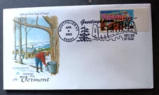 GREETINGS FROM VERMONT 2002  HARVESTING MAPLE SAP ARTCRAFT CACHET FDC UNAD