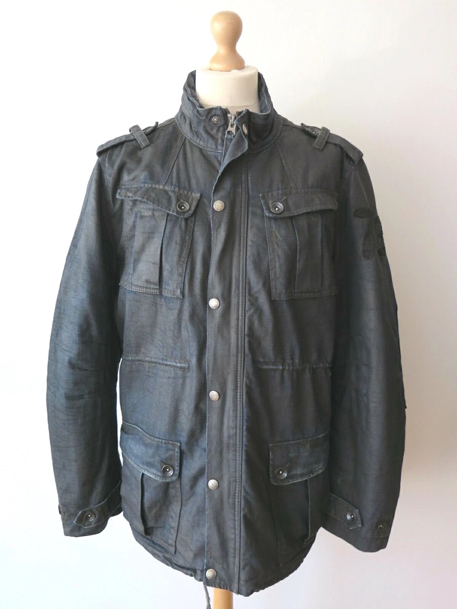 Pepe Jeans Jackdaw Men's Waxed Denim Parka Padded Jacket Size XL Good  Condition | eBay
