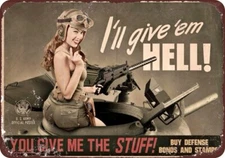 1943 US WWII US army Women VIntage LOOK Reproduction METAL SIGN 8 x 12