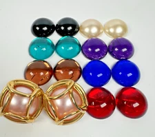 Joan Rivers Clip On Earrings Interchangeable Gold Tone Caged Vintage Signed