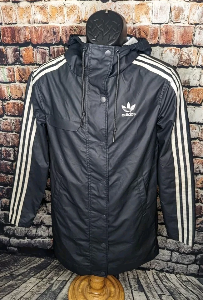阿迪达斯信息海报原版三条纹连帽 Anorak 雨衣夹克 XS 小号 — 第 4/4 张图片