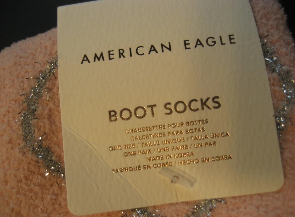 NUEVO CON ETIQUETAS American Eagle Boot Calcetines Rosa "Kiss Me" Foto 3 de 4