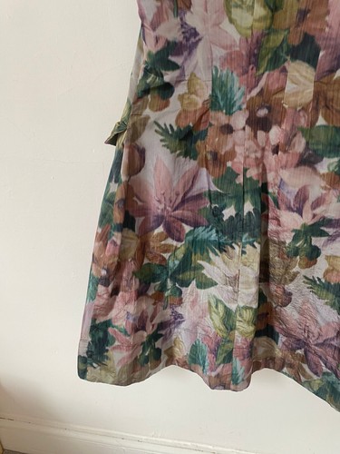 Lilith Dress Size Medium 40 Green Purple Pockets Midi Collar Fit Flare - Picture 11 of 12