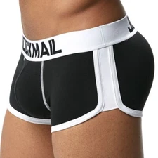 Jockmail Sexy Men'S Padded Underwear Cotton Boxer Briefs Buttocks Lifter Trunks