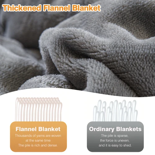 Flannel Blanket Winter Warm Reversible Twin Queen Size Plush Sofa Bed Blankets - Picture 12 of 55