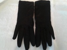 Kay Fuchs Black Dress Stretch Gloves W Germany  Bl Jet Buttons Closure
