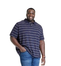 Goodfellow  Co Mens Dressy Blue Striped Standard Fit Short Sleeve Polo Shirt