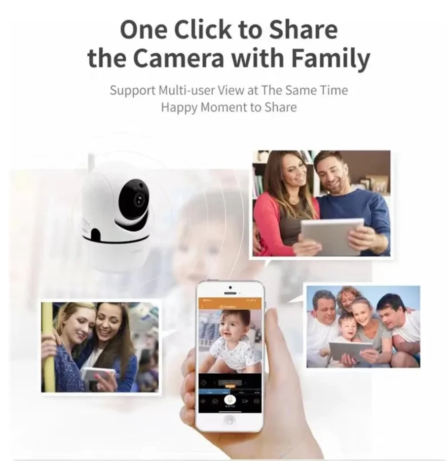 TELECAMERA 1080P HD WIRELESS INTERNA SD IP CAMERA MOTORIZZATA IR INFRAROSSI WIFI - Immagine 3 di 4