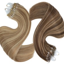 Micro Loop Ring Real Remy Human Hair Extensions Micro Beads Tip Balayage 200PCS