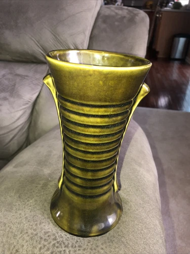 Brush Pottery Vase 508 8.5 Inches Olive Green
