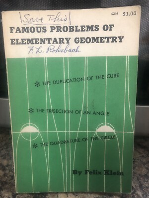 FAMOUS PROBLEMS OF ELEMENTARY GEOMETRY THE DUPLICATION OF THE CUBE Felix Klein