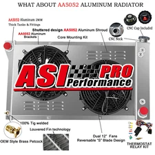 3-ROW ALUMINUM RADIATOR SHROUD FANS FITS 1967-1972 CHEVY C10 TRUCKS C K 10 20 30