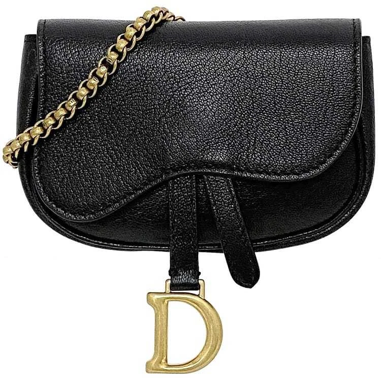 Mini pochette chaîne Christian Dior selle noire S5654CCEH f 20337 bon état