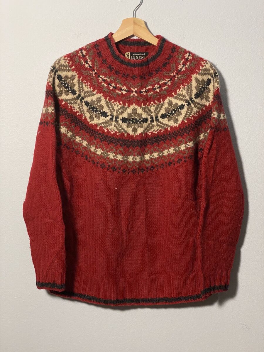 Vintage EDDIE BAUER LEGEND Fair Isle Wool Nordic Sweater Red Vintage EDDIE BAUER LEGEND Fair Isle Wool Nordic Sweater Red