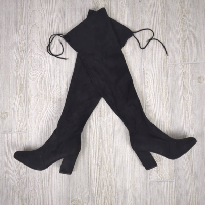 EUC Unisa Black Suede w/stretch Above the Ankle Boots Unisa Boots Womens 6 M Havana Ankle Booties Heels Black  main image 4