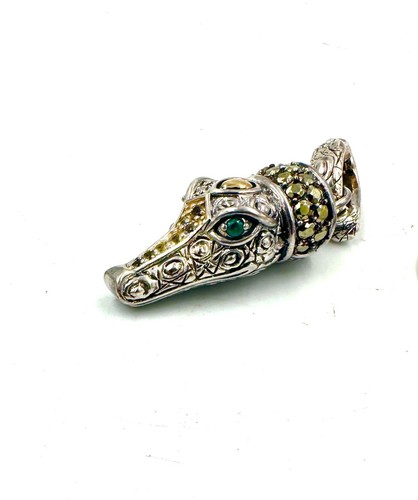 COLGANTE VINTAGE JOHN HARDY .925 14K CON OJOS VERDES COCODRILO - Imagen 6 de 10