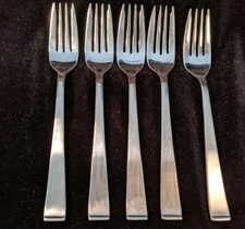 5 World Tableware 243 Forks Vintage Mid Century Stainless Flatware 7"
