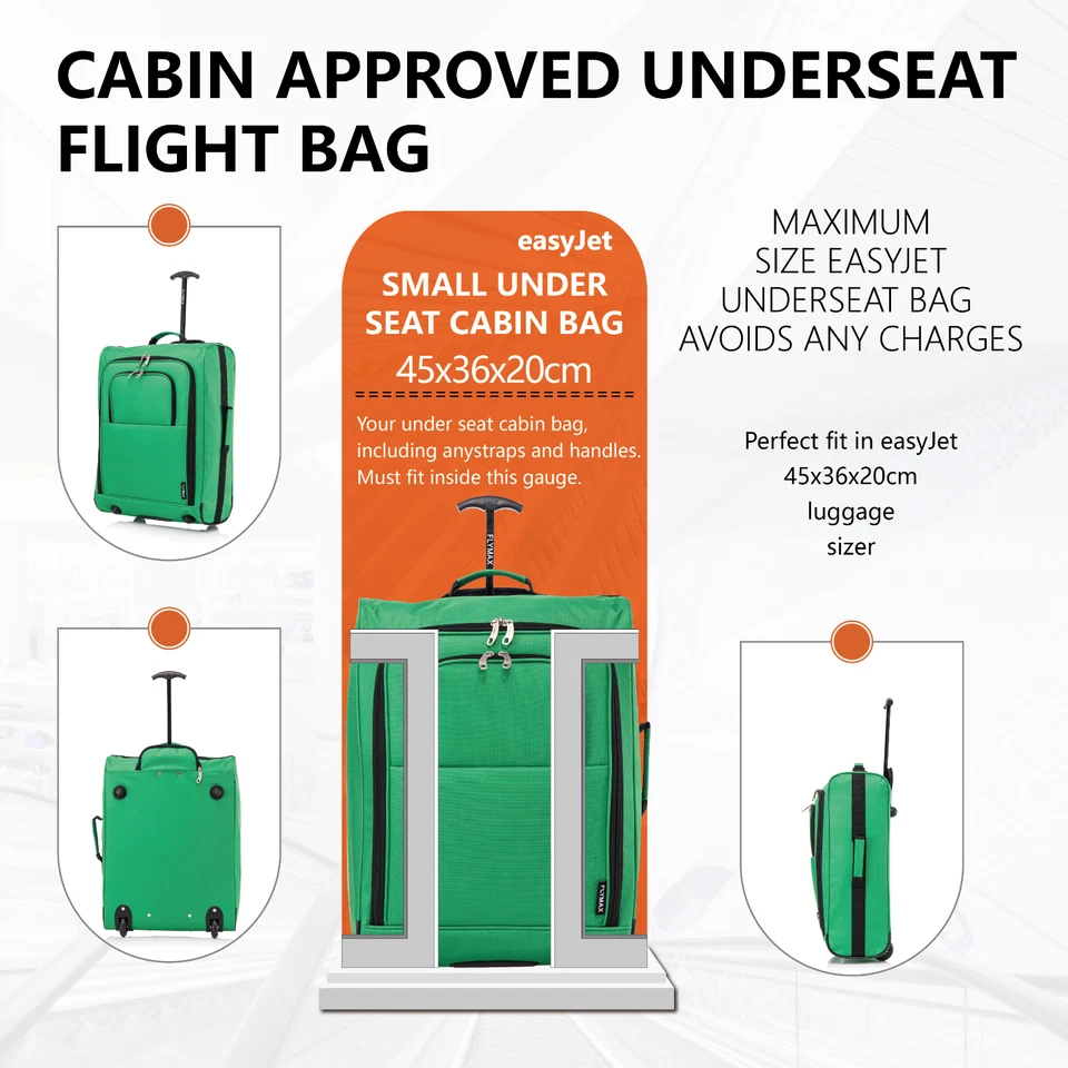 45x36x20 EasyJet Cabin Bag Hand Luggage Flight Bag onboard Carry on Case Light - Image 3 of 4