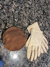 Vintage Antique Medal frame class purse with matching gloves