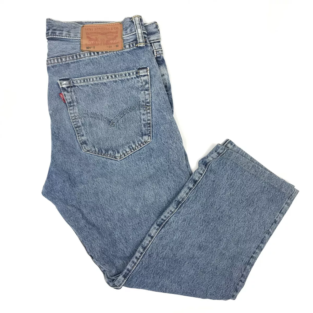 Levis 501 T Riveted Mens Red Tab Blue Cotton Denim Button Fly Jeans Size W31 L30