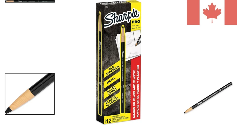 Marcadores de China negros de 12 unidades - sin afilar, fácil limpieza, punto medio Foto 2 de 4