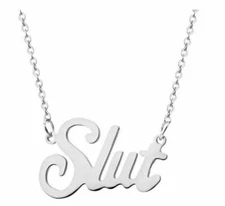 Slut Anklet, Stainless Steel with Mirror Finish Silver Color