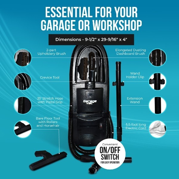 Garage Vacuum by InterVac Design--Wall Mounted Garage Vacuum  w/Tools- DEMO UNIT