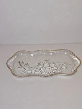 Rare Vintage Jeanette Glass Co. Oblong Dresser Tray Camilla Pattern