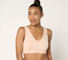 Breezies Seamless Jacquard Back Smoothing Wirefree Bra Sunbeige 2X New