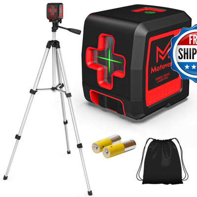 Motovera Laser Level Tripod 100 Feet Green Cross Line Self Rotary Leveling