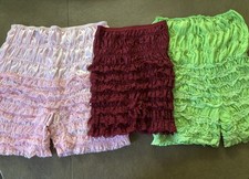 3 Pair Ruffled Pettipants for Square Dance: Pink, Burgundy, Green FREE SHIPPING