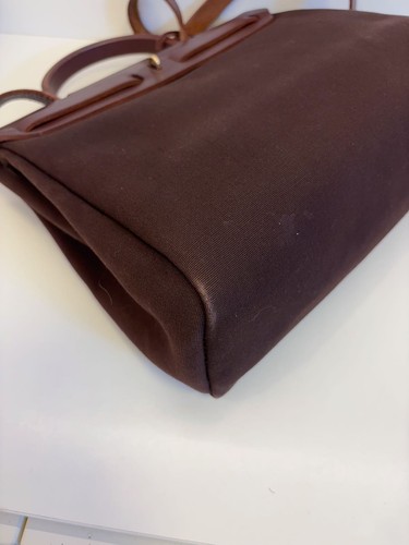 Hermes Herbag 31 Brown Leather Canvas Gold Hardware Pre-Owned - Picture 9 of 23