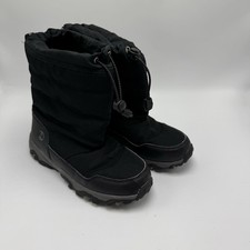 Land s End Snow Boots Youth Size 2 Waterproof Lined Black Winter Boots Slip On