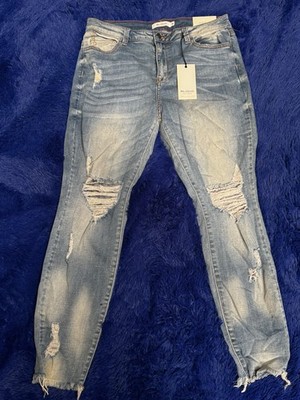 Ms. Cello Juniors Denim Distressed Skinny Jeans Light Blue Sz 16