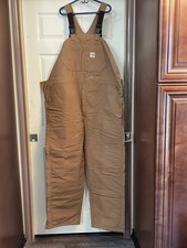 CARHARTT FR NWT Mens 50W x 36L MSRP 290 Duck Bib Overalls Quilted Lining T