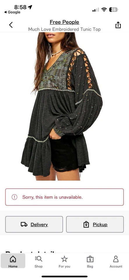 ¡Nuevo top túnica negra intrincadamente bordada Free People mujer XL!!! Foto 4 de 4