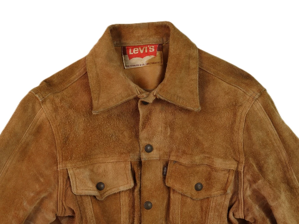 VTG 60s Levi’s BIG E USA Men's XS 34 Brown Suede Leather Trucker Western Jacket - Image 3 of 4
