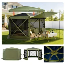 VEVOR 6 Side Pop up Gazebo Screen Tent 10x10 ft for 6-8 Persons Camping Backyard
