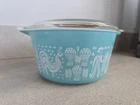 PYREX Turquoise Amish Butterprint 1 QT CASSEROLE DISH With Lid #473