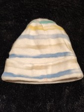 Unbranded Infant Unisex 0-3 Months, White Multi Striped Beanie/Cap