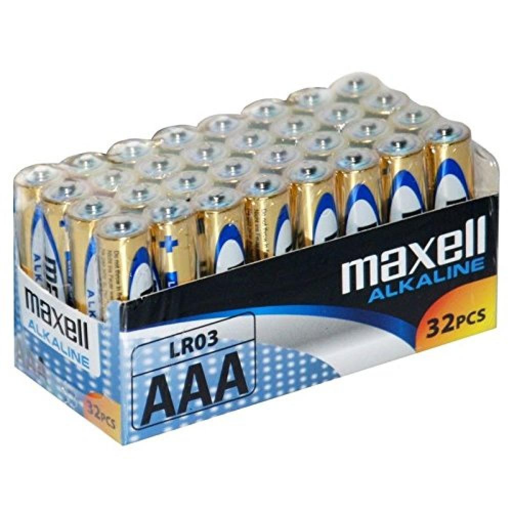 (TG. 32 Pile) Maxell LR03 - Batterie alcaline ministilo AAA, pacco scorta da 32