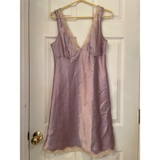 Victorias Secret Satin Lace Slip Dress Nightgown Light Purple M