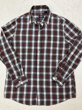 CHAPS Mens Easy Care Red Navy Green Yellow White Plaid Long Sleeve Dress Shirt