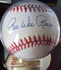 Pee Wee Reese Signed Auto Rawlings ONL  Baseball Bill White C.O.A.