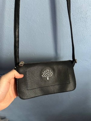 Mulberry London Umhängetasche schwarz genarbtes Leder Reißverschluss oben,...